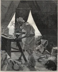A Kabyle Jeweler in Algeria in the 19th Century. Engraving from 1885 in 