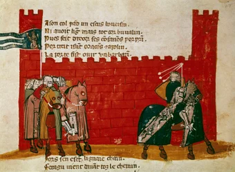 A Group of Knights Leaving a Castle