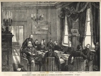 A meeting of the European Conference of Constantinople Serbia-Bulgarian War, Turkey - Serbo-Bulgarian War - A meeting of the diplomatic conference in Constantinople - 1885 - in the illustrious universe of 1886 (Alexander of Nalidov (Nelidoff) (1835-1910) -