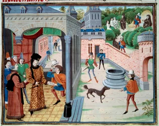 A messenger. Miniature from the manuscript Renaud de Montauban or Les quatre fils Aymon by Loyset Liedet (active between 1448 and 1478). 15th century