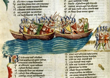 A naval battle. 13th century miniature
