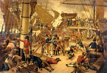 Admiral Nelson Grievously Wounded on Victory Bridge During the Battle of Trafalgar, 1805