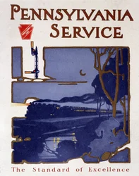 Advertising poster for Pennsylvania Service trains, late 19th century