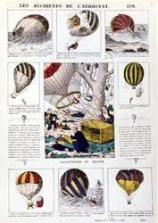 Aerostats Accidents. 19th Century Illustrated Chart