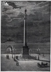 Alexander Column in St. Petersburg, Russia - The Alexander Column in Saint Petersburg - Engraving from 1870