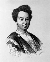 Alexandre Dumas at the age of thirty-five, engraving of the 19th century