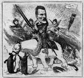 Allegory on the return of Fridtjof Nansen (1861-1930) from the north pole - engraving of 1897