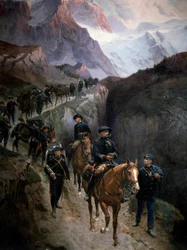 Alpine hunters in the mountains in 1890