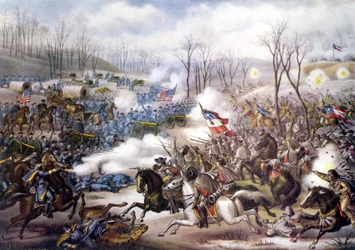 American Civil War (1861-1865): Battle of Pea Ridge or Elkhorn Tavern (Arkansas) 06-08 March 1862. Engraving of the 19th century