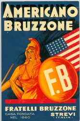 Americano Bruzzone alcohol advertisement with an American flag