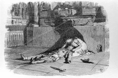 Antony or Mark Antony (83 BC - 30 BC) dying in Cleopatra