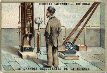 Apparatus of Dr. Karl von Linde (German physicist) (1842 to 1934) for air liquefaction in 1895