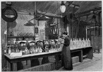 Art of photography: manufacture of photographic plates at M. Lumiere, in Lyon: preparation of sensitive emulsion. Engraving in La Nature: revue des sciences et de leurs applications aux arts et a l