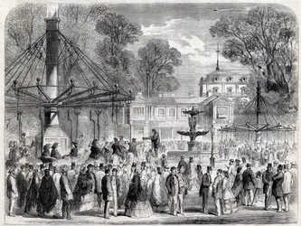 Autumn Sunday at the Champs-Elysees in the 19th century - Engraving