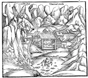 Baths of Baden (Austria), engraving 16th century