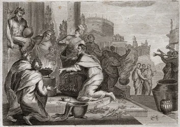 Bible of Royaumont, Old Testament: Fall of Solomon (illustration from 1811)