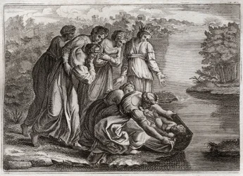 Bible of Royaumont, Old Testament: Moses Saved from the Waters. Pharaoh