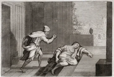 Bible of Royaumont, Old Testament: Woman of the Outraged Levite. Levite