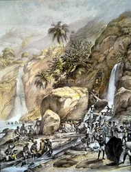 Brazil, gold ore is lava in the Itacolumi Mountains (Minas Gerais). 1820
