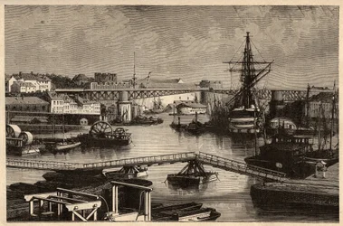 Brest - Le port militaire - Finistere - Bretagne - engraving in PATRIE - DESCRIPTION PECTURESSE DE LA FRANCE EN 6 VOLUES BY LUCIEN HUARD - end 19th century