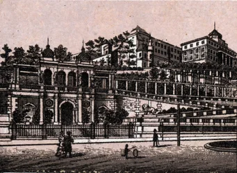 Budapest, Hungary: view of the Bourgbazar in 