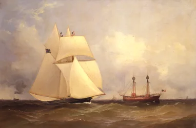 Cambria Passing Sandy Hook after Transatlantic Race