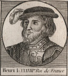 Capetians Dynasty: Portrait of Henry I (1009-1060), King of the Franks from 1031 to 1060 - engraving from 