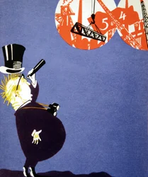 Capitalist Man Scared of Soviet Economy Progress, Postcard