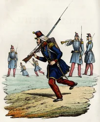 Carabiniers of the Orléans hunters of the French army, created in 1840 and sent to Algeria in 1841. In “Storia d