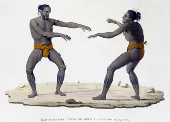 Carolinian Men Dancing (Carolinian Islands, Oceania)