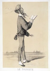 Cartoon of an English tourist around 1866