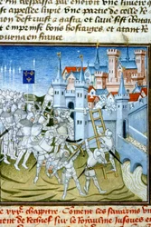 Charles Martel in Poitiers, 732 - Miniature of the 14th century