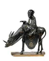 Chinese Philosopher Lao Tseu (Lao Zi) with Donkey. Figurine
