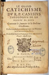 Christian religion: Title page of the great catechism. Work by Pierre Canisius