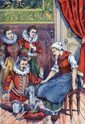 Cinderella Tries the Slipper. Illustration for 