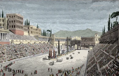 Circus Maximus - The great circus or Circus Maximus, in Rome, with a chariot race