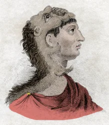 Civilization of Antiquity: Portrait of King Philip II of Macedon (382-336 BC), father of Alexander The Great. Engraving of the 19th century