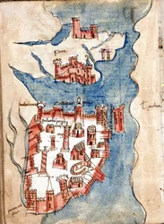 Constantinople, manuscript map of Venice of the 15th century