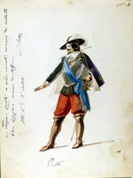 Costume for the Character of Arrigo in the Opera Giovanna de Guzman. Anonymous Costume for the Scala Theatre in Milan in 1856