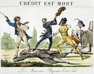 Credit Died: Bad Payers Killed It - Caricature Around 1820