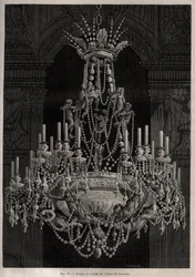 Crystal chandelier from the Baccarat factory - engraving in 
