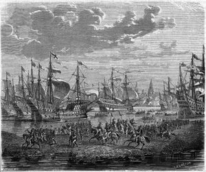 Descent of Henry VIII (King of England) to Calais to besiege Boulogne (1544)