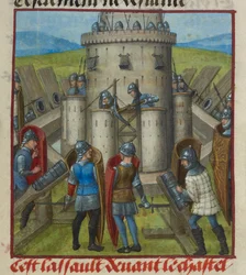 (detail) Depicting an assault on the castle, from 
