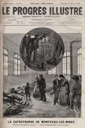 Disaster of the Well Sainte Eugenie or Disaster of Montceau-les-Mines in Burgundy in 1895 - Engraving in 