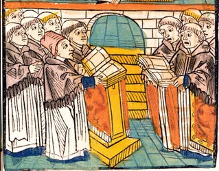 Ecclesiastic singing (singing monks) - in Council of Constance manuscript from 1497