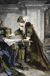 Elizabeth I of England Signing the Order of Execution of Mary Stuart