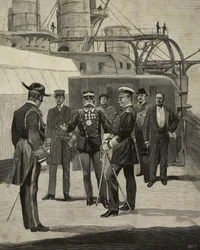 Emperor Wilhelm II of Germany Visiting Battleship Sicilia, Venice, Italy