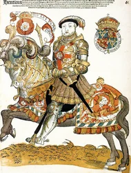 English King Henry VIII shown on horseback, Artist unknown, Rijksmuseum, Amsterdam