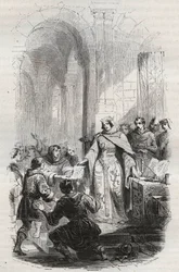 Ermesinde, Countess of Luxembourg - Charter of postage granted by Ermesinde I of Luxembourg to the inhabitants of Luxembourg in 1243 - Engraving of 1868 in 