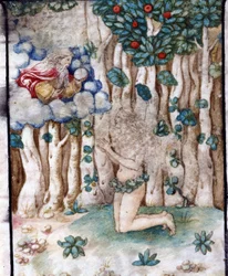 Eve in the Earthly Paradise (Eden). 16th century. Church of the Crowned Virgin, Lodi